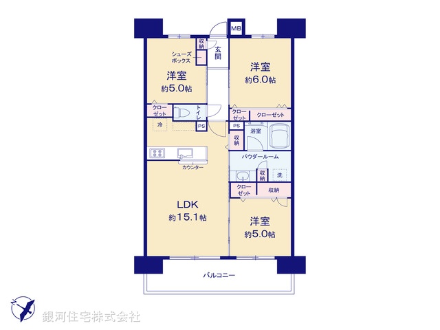 G00387778 埼玉県さいたま市北区大成町４丁目 中古マンション 4598万円【間取図】
