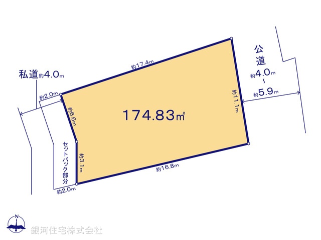 G00387816 千葉県船橋市金杉７丁目 土地 1980万円【区画図】