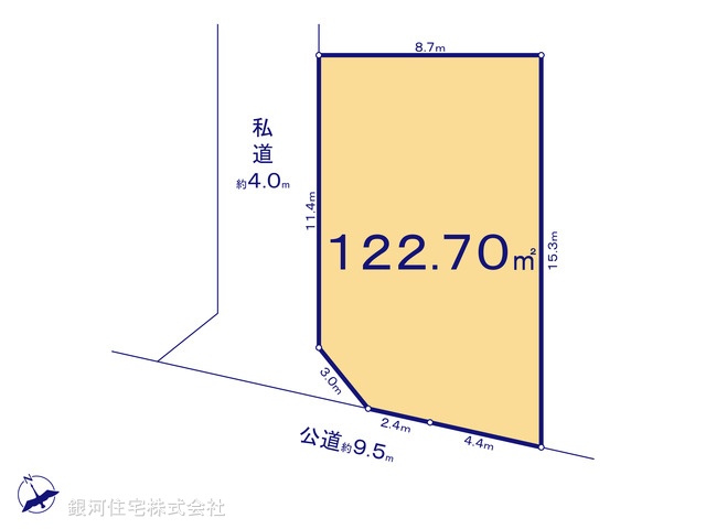 G00387871 埼玉県三郷市早稲田８丁目 土地 2880万円【区画図】