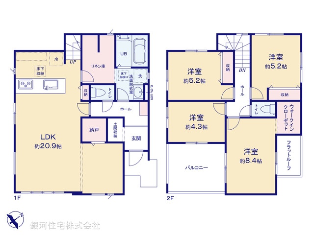 G00388431 埼玉県志木市中宗岡５丁目 新築一戸建て 4499万円【間取図】