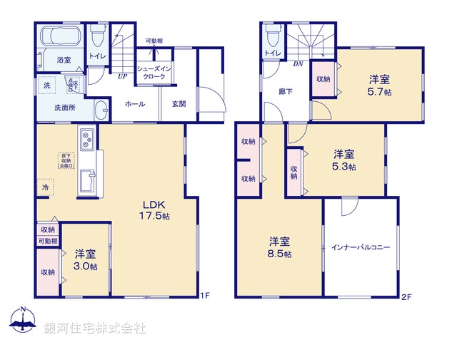 G00388564 埼玉県川越市大字下小坂 新築一戸建て 3430万円【間取図】