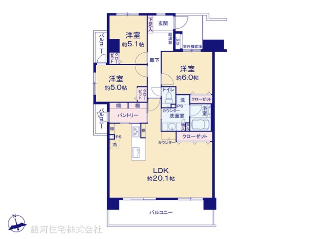 G00388642 千葉県市川市田尻３丁目 中古マンション 4999万円【間取図】