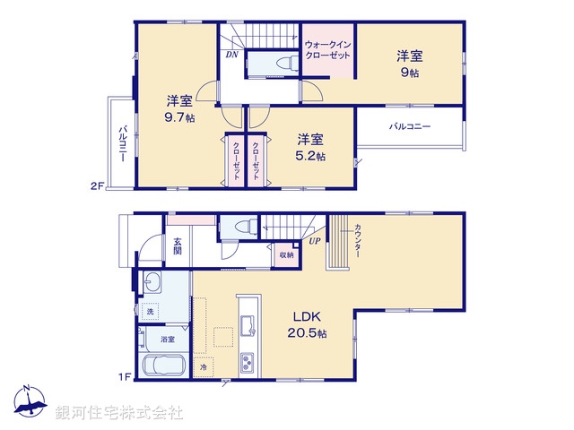 G00389028 埼玉県所沢市東狭山ヶ丘３丁目 新築一戸建て 4648万円【間取図】