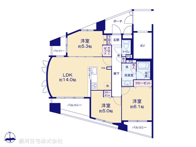 G00389093 東京都多摩市関戸５丁目 中古マンション 4299万円【間取図】