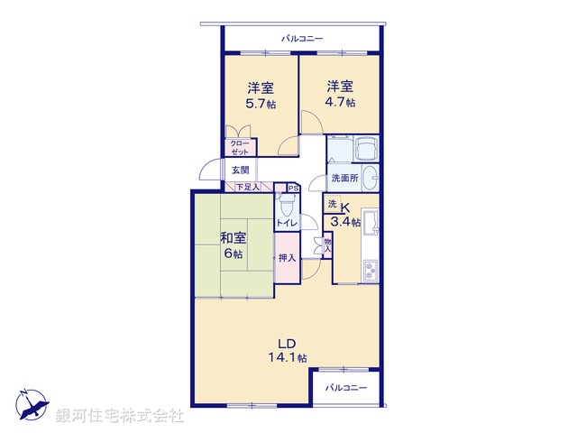G00389128 千葉県船橋市印内２丁目 中古マンション 3280万円【間取図】