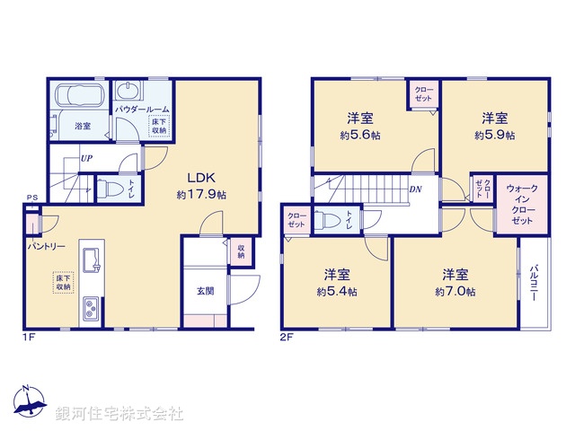 G00389158 神奈川県横浜市港北区大曽根台 新築一戸建て 6980万円【間取図】
