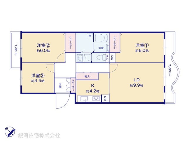 G00389301 神奈川県横浜市磯子区磯子５丁目 中古マンション 1990万円【間取図】