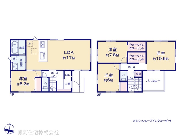 G00389317 埼玉県草加市青柳８丁目 新築一戸建て 4698万円【間取図】