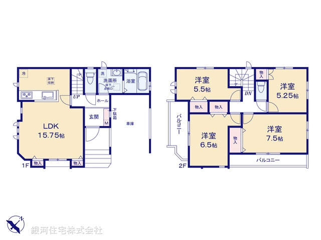 G00389789 東京都江戸川区南篠崎町１丁目 新築一戸建て 7490万円【間取図】