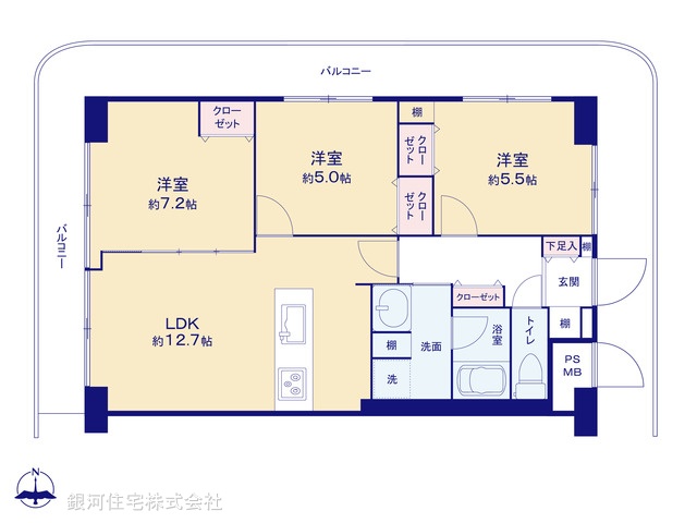 G00389871 埼玉県三郷市新和５丁目 中古マンション 1998万円【間取図】