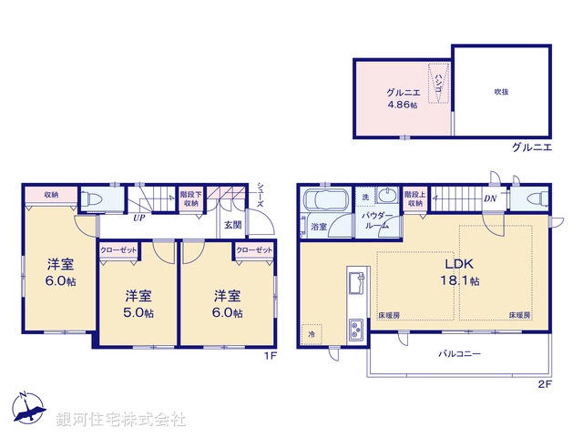 G00389956 東京都武蔵野市吉祥寺東町２丁目 新築一戸建て 8380万円【間取図】