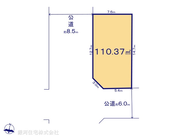 G00389989 埼玉県越谷市伊原２丁目 土地 2590万円【区画図】