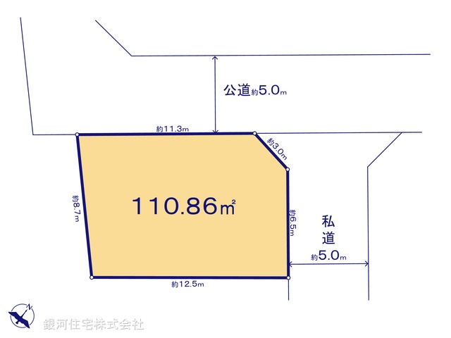 G00390274 東京都東村山市秋津町３丁目 土地 3580万円【区画図】