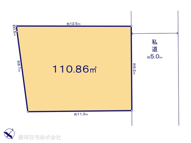 G00390275 東京都東村山市秋津町３丁目 土地 3480万円【区画図】