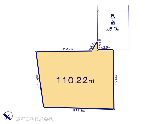 G00390277 東京都東村山市秋津町３丁目 土地 3180万円【区画図】