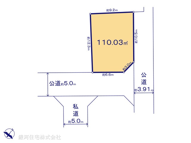 G00390282 東京都東村山市秋津町３丁目 土地 3780万円【区画図】