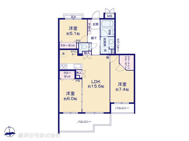 G00390438 神奈川県横浜市神奈川区神大寺２丁目 中古マンション 5199万円【間取図】