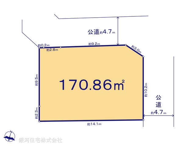 G00390502 埼玉県川越市野田町２丁目 土地 3980万円【区画図】