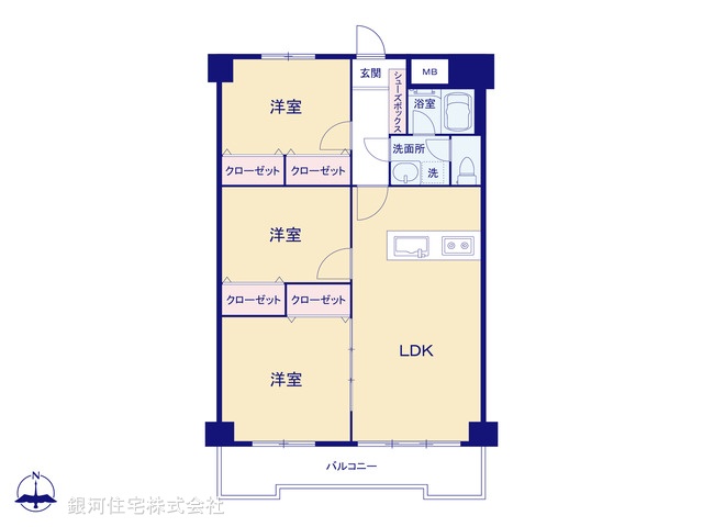 G00390530 埼玉県越谷市瓦曽根２丁目 中古マンション 3180万円【間取図】