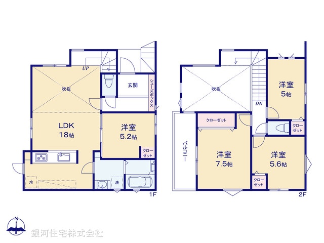 G00390640 千葉県市川市北方３丁目 新築一戸建て 5680万円【間取図】