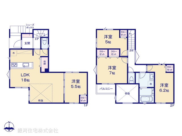 G00390641 千葉県市川市北方３丁目 新築一戸建て 5780万円【間取図】