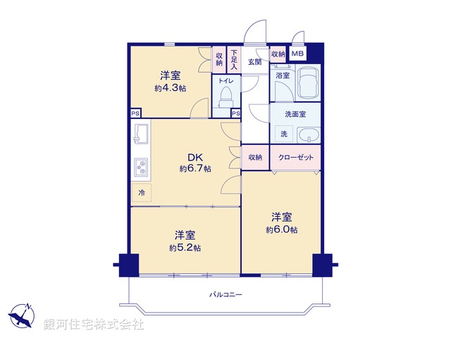 G00390741 神奈川県横浜市鶴見区佃野町 中古マンション 3390万円【間取図】