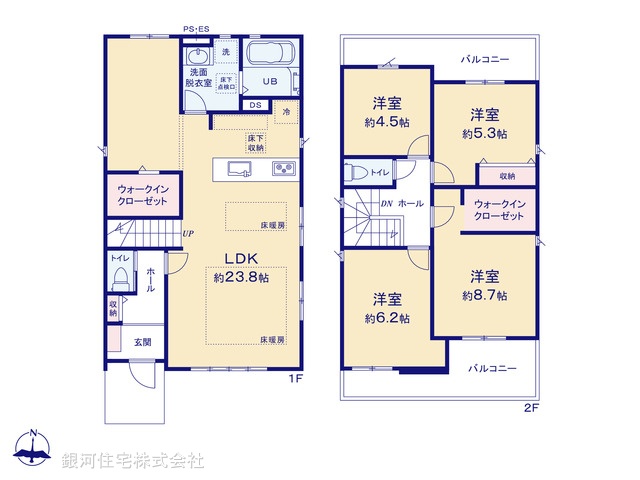 G00390786 東京都府中市南町２丁目 新築一戸建て 6799万円【間取図】