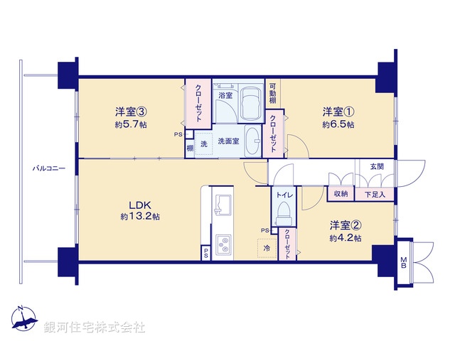 G00391398 埼玉県戸田市新曽南３丁目 中古マンション 3899万円【間取図】