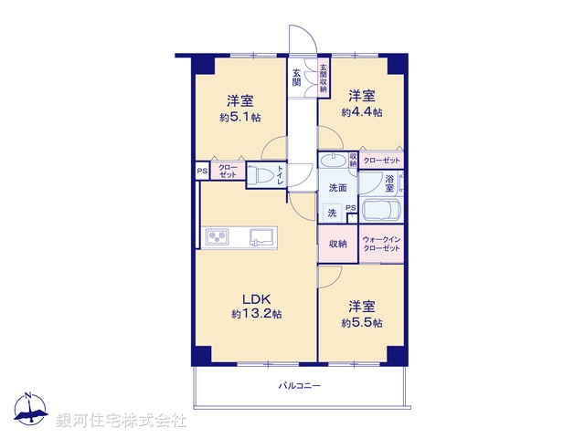 G00391970 埼玉県草加市高砂２丁目 中古マンション 4798万円【間取図】