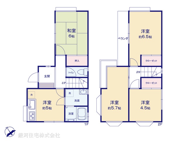 G00392117 千葉県鎌ヶ谷市東中沢４丁目 中古一戸建て 1849万円【間取図】