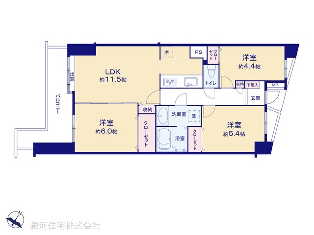 G00392417 千葉県柏市東上町 中古マンション 3398万円【間取図】