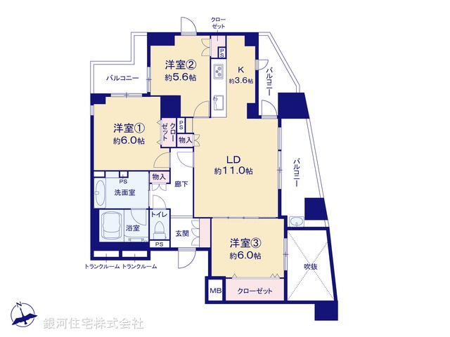 G00392545 東京都江戸川区船堀４丁目 中古マンション 7280万円【間取図】