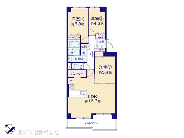 G00392636 神奈川県横浜市戸塚区戸塚町 中古マンション 2690万円【間取図】