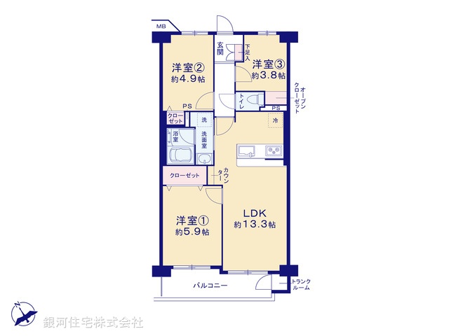 G00392743 東京都足立区千住桜木２丁目 中古マンション 2899万円【間取図】