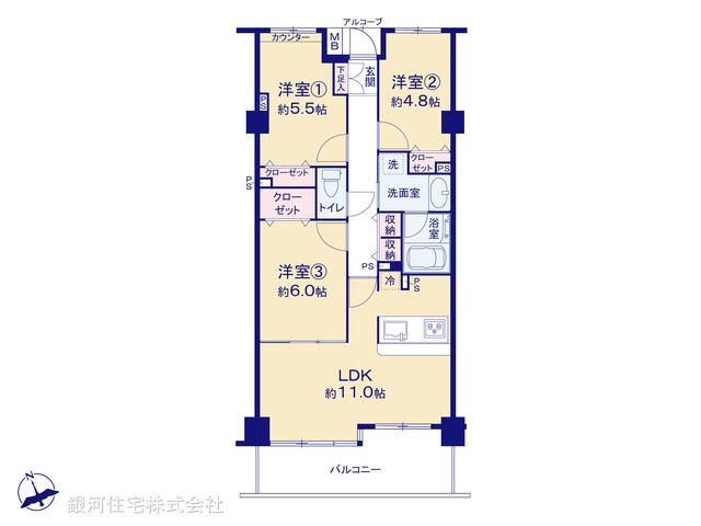 G00393234 千葉県市川市二俣１丁目 中古マンション 3990万円【間取図】