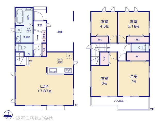 G00393327 神奈川県川崎市中原区井田３丁目 新築一戸建て 6290万円【間取図】