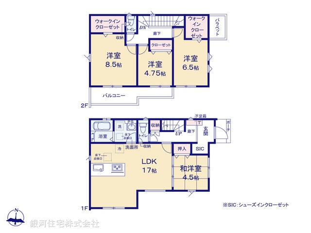 G00393346 神奈川県川崎市宮前区西野川３丁目 新築一戸建て 5880万円 土地面積152.37m² (約46.09坪) 建物面積105.16m² (約31.81坪) 間取り４ＬＤＫ 築年月2026年06月【間取図】