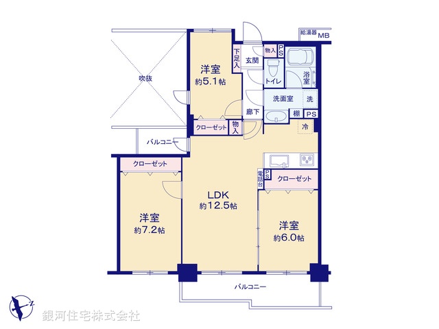 G00393479 神奈川県川崎市宮前区西野川１丁目 中古マンション 3699万円【間取図】