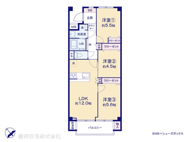 G00393484 東京都狛江市東野川３丁目 中古マンション 3499万円【間取図】