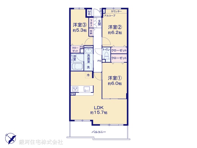G00393596 埼玉県川越市旭町１丁目 中古マンション 4280万円【間取図】