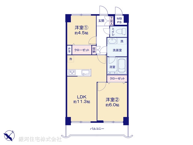 G00393677 神奈川県横浜市保土ヶ谷区今井町 中古マンション 1690万円【間取図】