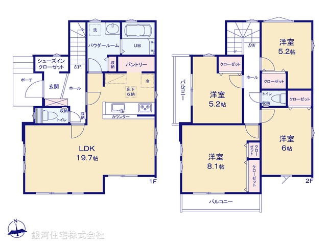 G00393800 神奈川県海老名市東柏ヶ谷６丁目 新築一戸建て 5899万円【間取図】