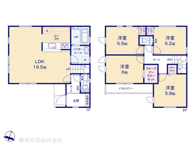 G00393896 神奈川県相模原市南区旭町 新築一戸建て 5699万円【間取図】