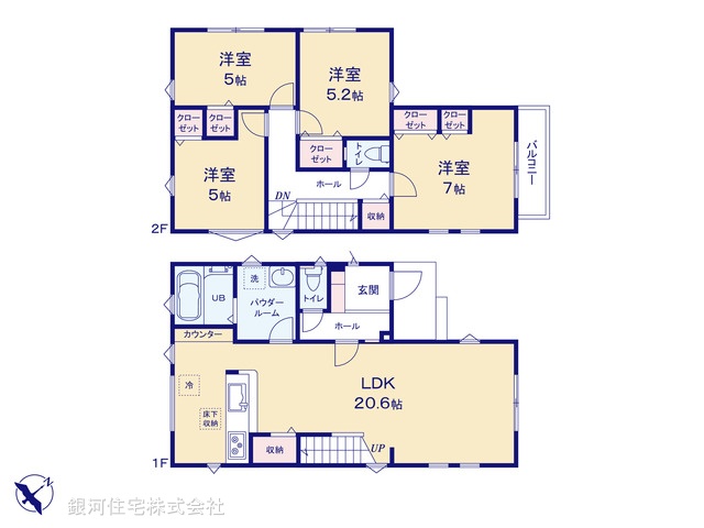 G00393923 神奈川県横浜市旭区上白根２丁目 新築一戸建て 4999万円【間取図】
