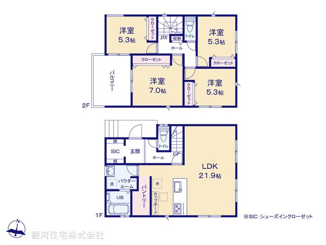 G00393933 神奈川県横浜市鶴見区梶山２丁目 新築一戸建て 6390万円【間取図】