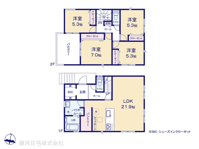 G00393934 神奈川県横浜市鶴見区梶山２丁目 新築一戸建て 6290万円【間取図】