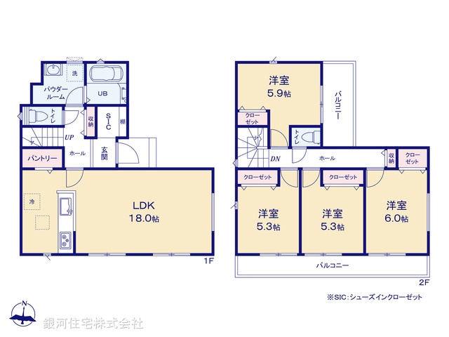 G00393968 神奈川県横須賀市林１丁目 新築一戸建て 3590万円【間取図】