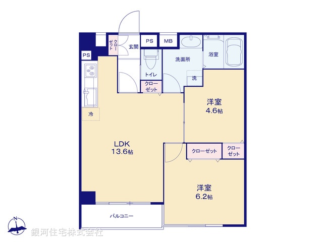 G00394059 千葉県柏市柏２丁目 中古マンション 2480万円【間取図】