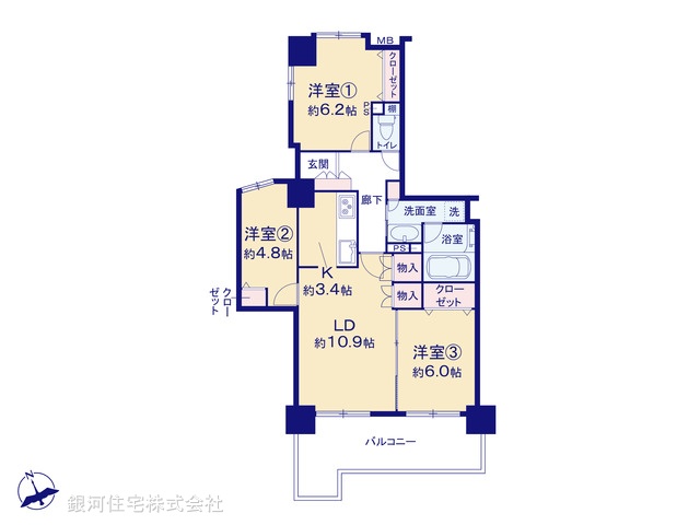 G00394115 埼玉県所沢市元町 中古マンション 5580万円【間取図】
