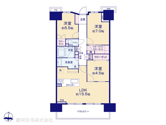G00394288 東京都八王子市八日町 中古マンション 5398万円【間取図】